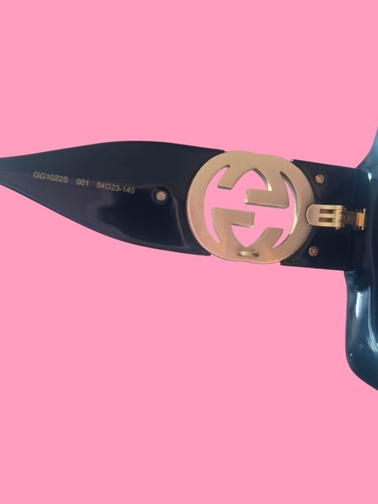 Gucci Black Oversized Square Sunglasses with Gold Logo Accent